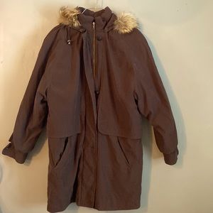 London Fog Women’s Brown Faux Fur Hooded Jacket